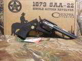 CHIAPPA 1873
SAA
REVOLVER,
22 L.R. ,
BLACK
GRIPS,
10
SHOT,
4.75"
BARREL,
FACTORY
NEW
IN
BOX - 9 of 16