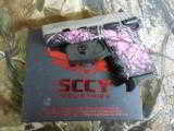 SCCY , CPX-1TTMG,
9-MM,
MUDDY GIRL,
S.S. COMPACT, W/ LASER,
3.1; BARREL, TWO
10+1
RD. MAGAZINES, AMBIDEYTROUS THUMB
FACTORY
NEW
IN
BOX - 3 of 20