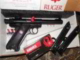 RUGER
MARK
IV
TARGET
BREAK DOWN,
#40101,
5.5"
BARREL,
BLUED,
2 - 10
ROUND
MAGAZINES,
ADJUSTABLE
SIGHT,
FACTORY
NEW
IN
BOX
- 1 of 25