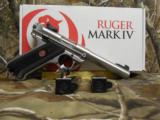 RUGER
MARK
IV
TARGET
BREAK
DOWN,
#40103
5.5"
BARREL,
S / S,
2 - 10
ROUND
MAGAZINES,
ADJUSTABLE
SIGHT,
FACTORY
NEW
IN
BO - 2 of 20