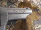 TAURUS
JUDGE,
STAINLESS
STEEL,
45 LONG / 410,
3" CHAMBER,
3.0"
BARREL,
FIBER OPTIC SIGHT,
ALL
FACTORY
NEW
IN
BOX - 4 of 21
