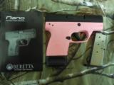 Beretta
Nano
PINK / BLACK,
DAO
9-MM,
3.07" BARREL,
6 + 1
& 8+1,
Pink Poly Frame / Grip
Blk,
REAL
NICE
NEW
IN
BOX
COMPACT
FIREA - 3 of 25