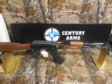 AK-47
CENTURY
ARMS
RAS47S,
7.62 x 39,
2 - 30
ROUND
MAG,
WALNUT
STOCK,
SIDE
SCOPE
MOUNT,
ADJ.
SIGHTS,
AMERICAN
MADE,
NEW
IN
BOX - 3 of 23