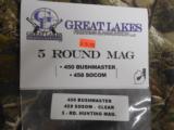 450
BUSHMASTER & 458
SOCOM:
5
ROUND
CLEAR
HUNTING
MAGAZINES
( BY GLFA )
NEW IN BOX - 3 of 17