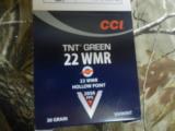 CCI
22
MAGNUM
( WMR )
T N T
GREEN,
30
GRAIN
LEAD
FREE
H.P.
2,050
F.P.S.,
50
ROUND
BOXES,
NEW IN BOX. - 1 of 13