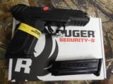 RUGER
SECURITY - 9
#03810,
9 - MM,
TWO - 15
ROUND
MAGAZINES,
WHITH
OUTLINE
SIGHTS, - 3 of 20
