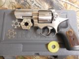 RUGER
REVOLVER
GP100,
S/S, 10-MM,
WILED
CLAPP.
STAINLESS
STEEL, 3" BARREL,
FIBER OPTIC
ADJUSTABLE
SIGHTS
FACTORY
NEW
IN
BOX - 14 of 24