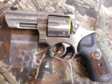 RUGER
REVOLVER
GP100,
S/S, 10-MM,
WILED
CLAPP.
STAINLESS
STEEL, 3" BARREL,
FIBER OPTIC
ADJUSTABLE
SIGHTS
FACTORY
NEW
IN
BOX - 5 of 24