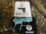 RUGER
LCP
380,
CUSTOM
CERAKOTE
TIFFANY
FINISH,
6+1
ROUND
MAGAZINE,
CERRING
POUCH,
FACTORY
NEW
IN
BOX - 5 of 20
