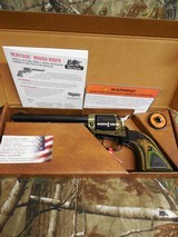 HERITAGE
COMBO,
22-L.R, / 22 MAGNUM,
( TWO CYLINDERS),
6.5"
BARREL,
6 - SHOT,
BLUED/C. COLORED LAMINATE GRIP,
FACTORY
NEW
IN
B - 1 of 21