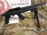 RUGER
CHARGER,
22 L.R.,
#04923,
10"
BARREL,
OPTIC
READY,
COMES
WITH
BI-POD,
15-SHOT MAG,
BLACK POLYMER, THREADED BARREL, NEW IN BOX - 6 of 26