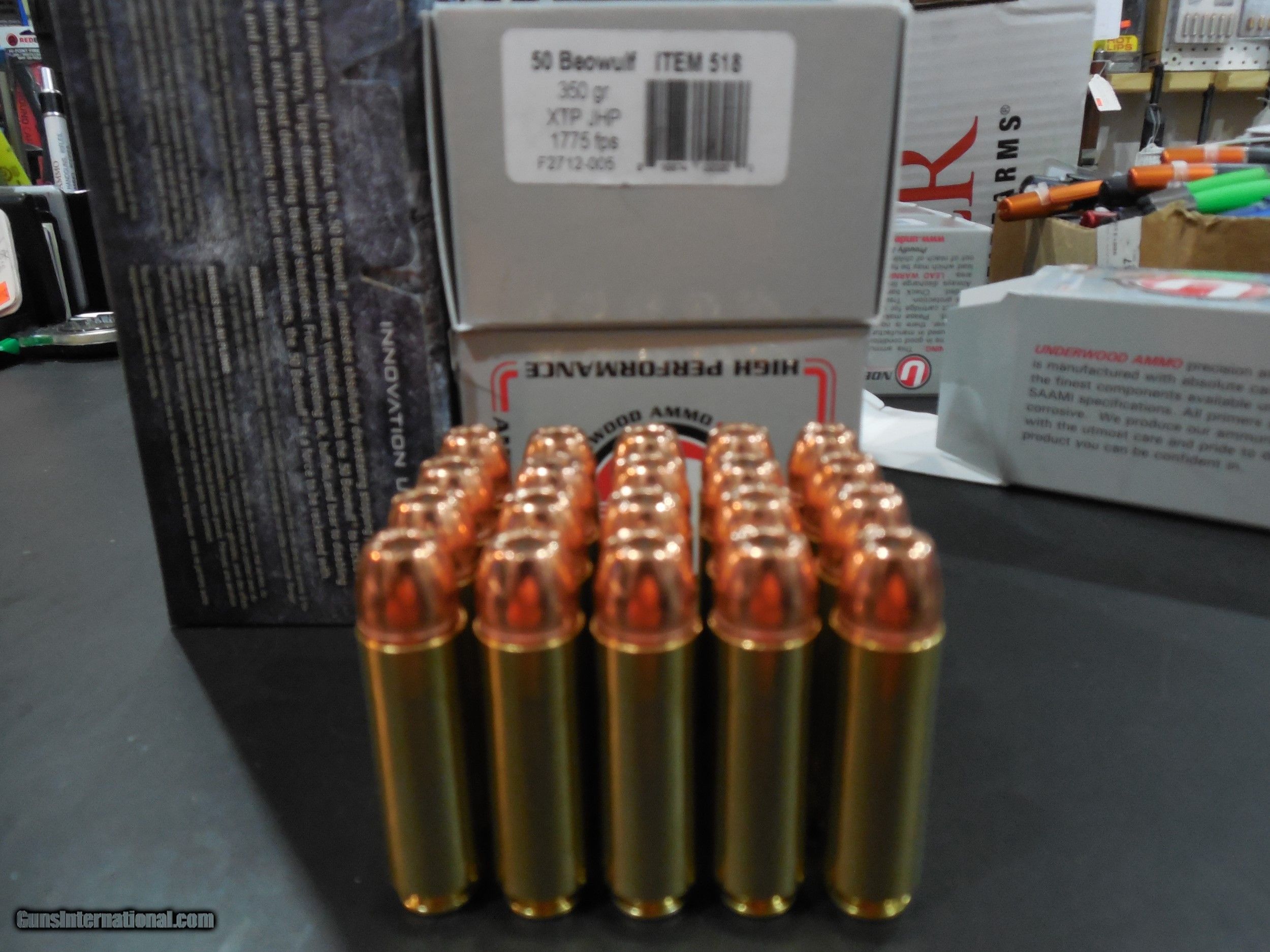 50 Beowulf Underwood Ammo 325 Grain Bonded Jhp 1870 Fps 20 Round