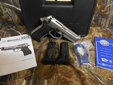 Beretta USA, 92FS, Compact, 9-MM Luger,
Single/Double,
4.3" BARREL, 2-10+1
Magazines, Black
Synthetic Grip, Stainless Steel Slide, N I B. - 2 of 25
