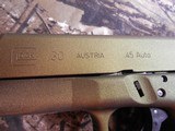 GLOCK G-30, 45 ACP,
COMPACT,
GEN-3,
NIGHT
SIGHTS,
2 -10
ROUND
MAGAZINES,
ALMOST
NEW,
JUST
CUSTOM CERAKOTED
IN
GREEN / GOLD
SCORPION - 4 of 23