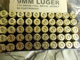 Remington
Ammunition
9-MM, 115 GR,
Full
Metal
Jacket,
1145 FPS,
500
ROUND
CASE,
BRASS
CASING, - 5 of 16