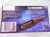 6.5
CREEDMOOR,
140
GREAN,
SOFT
POINT,
FEDERAL,
2,750
F.P.S.,
20
ROUND
BOXES,
BRASS
SHELLS,
THE
GOOD
STUFF. - 3 of 14