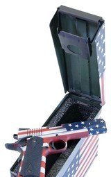Citadel
M-1911,
with
Ammo
Can,
45
A.C.P. Single
Action,
5"
Barrel,
2 - 8+1
Round
Mags,
Black G10 Grip,
American Flag Cerakote Slid - 2 of 20