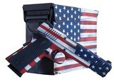 Citadel
M-1911,
with
Ammo
Can,
45
A.C.P. Single
Action,
5"
Barrel,
2 - 8+1
Round
Mags,
Black G10 Grip,
American Flag Cerakote Slid - 1 of 20