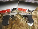PHOENIX 25 - ACP.,MODELHP25-A, 10 + 1ROUNDMAGAXINE,3"BARREL, THUMBSAFETY, NICKEL /BLACKFACTORYNEWINBOXMADEINTHEU. - 1 of 15