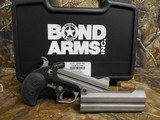 BOND-ARMS, WACKED, COMBO,
TWO
BARRELS,
9-MM
AND
45 L.C. / 410 SHOTGUN,
4.25"
BARRELLS,
S / S,
BLACK
RUBBER
GRIPS,
FACTORY
NEW
IN - 3 of 22