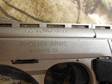 PHOENIX
22 - L.R.,
MODEL
HP22-A,
10 + 1
ROUND
MAGAXINE,
3"
BARREL, THUMB
SAFETY,
NICKEL/BLK
FACTORY
NEW
IN
BOX
MADE
IN
THE
U. - 8 of 26