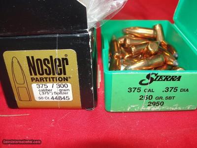 375 cal. NOSLER and SIERRA bullets