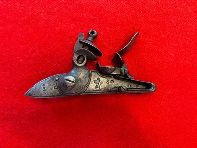 Complete Lock assembly for English Military Flintlock Musket, original antique, dated 1812 - Image 1 of 6