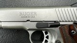 Ruger SR1911 Commander, STAINLESS, 45 ACP, two-tone with blued controls, beautiful wood grips, with 3 magazines (2 extended capacity). PRICED TO SELL! - 8 of 14