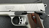 Ruger SR1911 Commander, STAINLESS, 45 ACP, two-tone with blued controls, beautiful wood grips, with 3 magazines (2 extended capacity). PRICED TO SELL! - 9 of 14