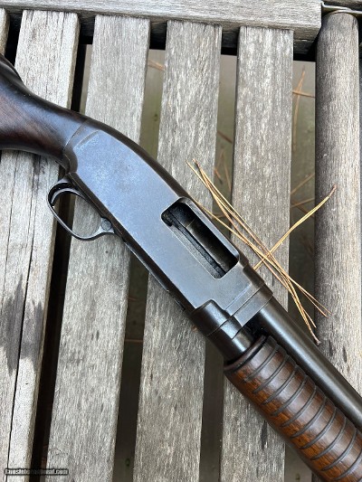 Vintage 1954 Winchester Model 12 — 12 GA, Poly Choke Sleeve, Smooth Pump - FULL