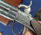 British 19th Century Engraved Center Hammer Percussion O/U Pistol - 9 of 12