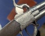 British 19th Century Engraved Center Hammer Percussion O/U Pistol - 4 of 12