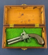 British 19th Century Engraved Center Hammer Percussion O/U Pistol - 1 of 12