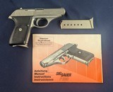 Near New Sigauer P230SL Stainless .380 Auto Pistol 1980-1990s - 1 of 12