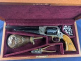 Exquisite Early Black Powder Silver Engraved Remington NM Army Revolver Cased by Pietta - 1 of 20