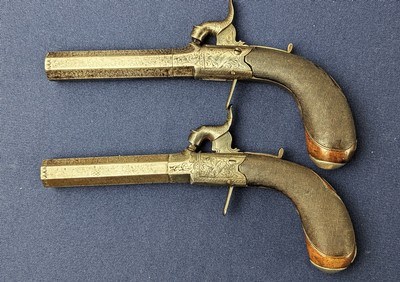 Fine Vintage Pair English Percussion Pocket Pistols C. 1835-1850 - Image 8 of 18