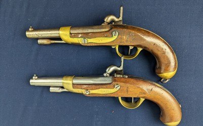New Addition Crimean War Period Match Pair French 1822 Percussion Military Pistols - Image 5 of 18