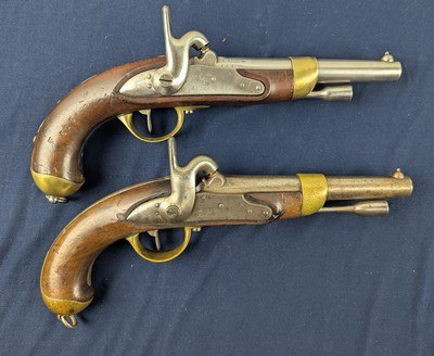 New Addition Crimean War Period Match Pair French 1822 Percussion Military Pistols - Image 1 of 18