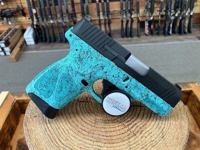 Taurus G3C Pistol - 9x19 - Cyan Splatter - w/Adj Safariland Belt Holster - Image 1 of 5
