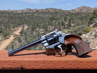 Colt Official Police .22 Long Rifle Pre war King Gunsight "Cockeyed" hammer and sights