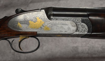 Perazzi MX8 SCO Gold Sideplate Pigeon Olympic Trap Campana Engraved 12GA 29 1/2