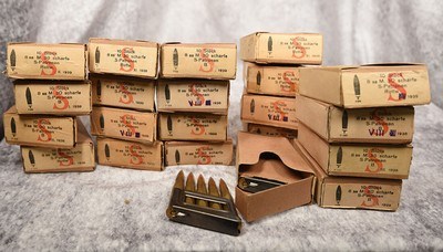 Surplus 8x56 R Steyr Mannlicher 10 Round Surplus Boxes on En Bloc Clips 210 Rounds LOW LOW LOW PRICE - Image 1 of 2