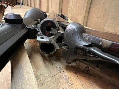 DRILLING Made by Simson Suhl 12GA 30-06 Insert .22 Hornet Zeiss Diavari 3-12×56 - Image 7 of 7