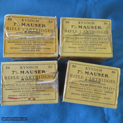 KYNOCH 7mm MAUSER 50 ROUND BOX. VINTAGE ORIGNAL