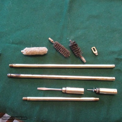 ANTIQUE BRASS C.M POWERS GUN CLEANER BY FARIES MFG CO. 1900 DECATUR, ILL.