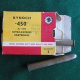 KYNOCH .450 3 1/4 NITRO EXPRESS. ORIGINAL BOX OF 5. SOFT NOSE - 3 of 3