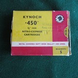 KYNOCH .450 3 1/4 NITRO EXPRESS. ORIGINAL BOX OF 5. SOFT NOSE