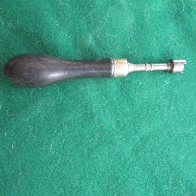 ANTIQUE ENGLISH NIPPLE WRENCH. @ 1850. EBONY HANDLE - Image 2 of 5