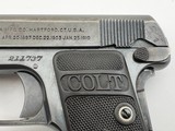 COLT M1908 MODEL 1908 VEST POCKET HAMMERLESS 1919 MFD BLUE FINISH ORIG GRIPS 1 MAG .25 ACP - 4 of 14