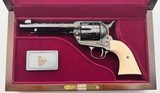 USFA UNITED STATES FIRE ARMS JOHN WAYNE RED RIVER CENTENNIAL 1873 CCH & HAND ENGRAVED 5.5" BBL PRES CASE .45 COLT TRU IVORY GRIPS - 2 of 15
